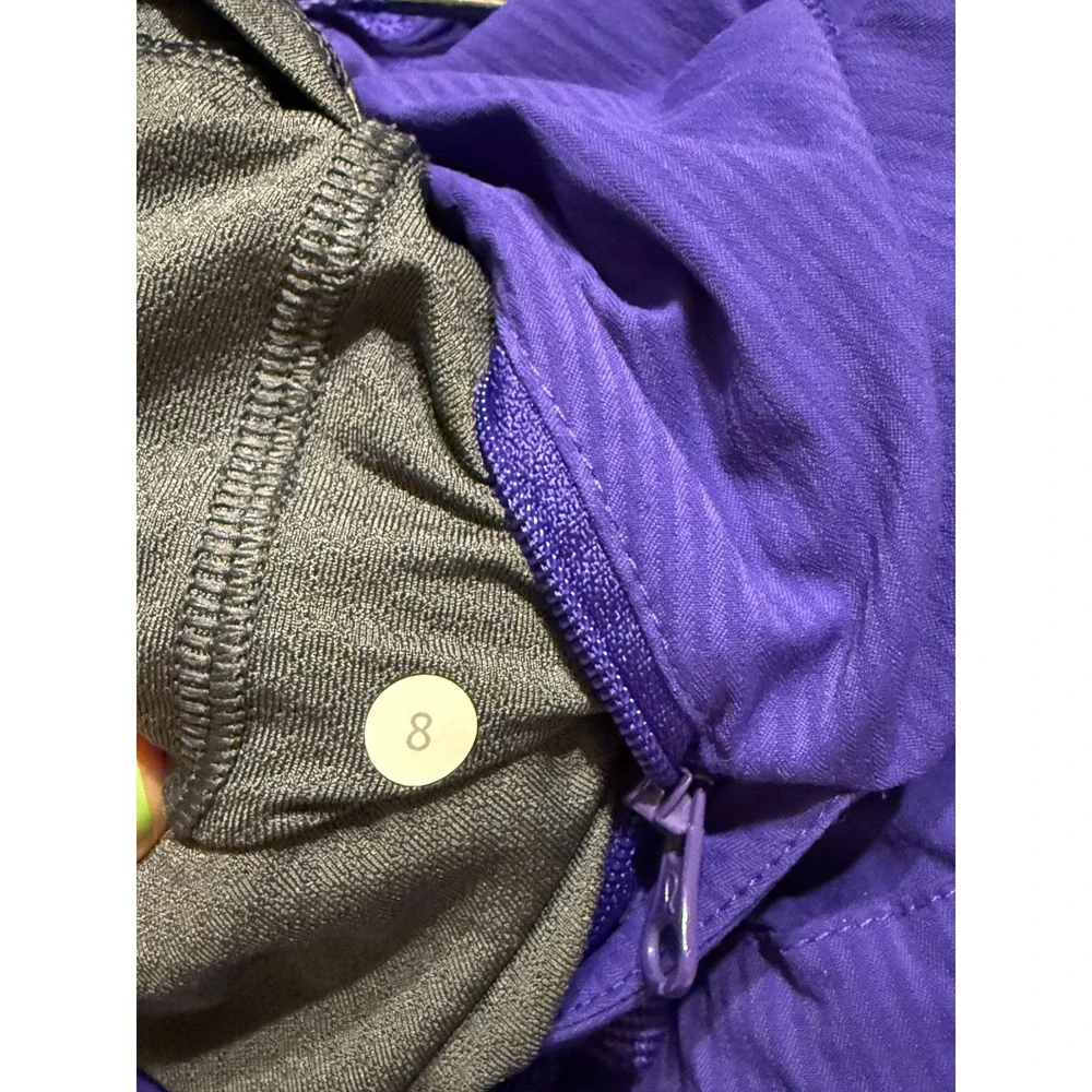 Lululemon In Stride Jacket Royal Purple Ribbed Pleated Back Full Zip Size 8